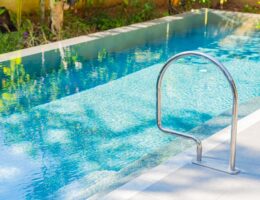 Stair around outdoor swimming pool