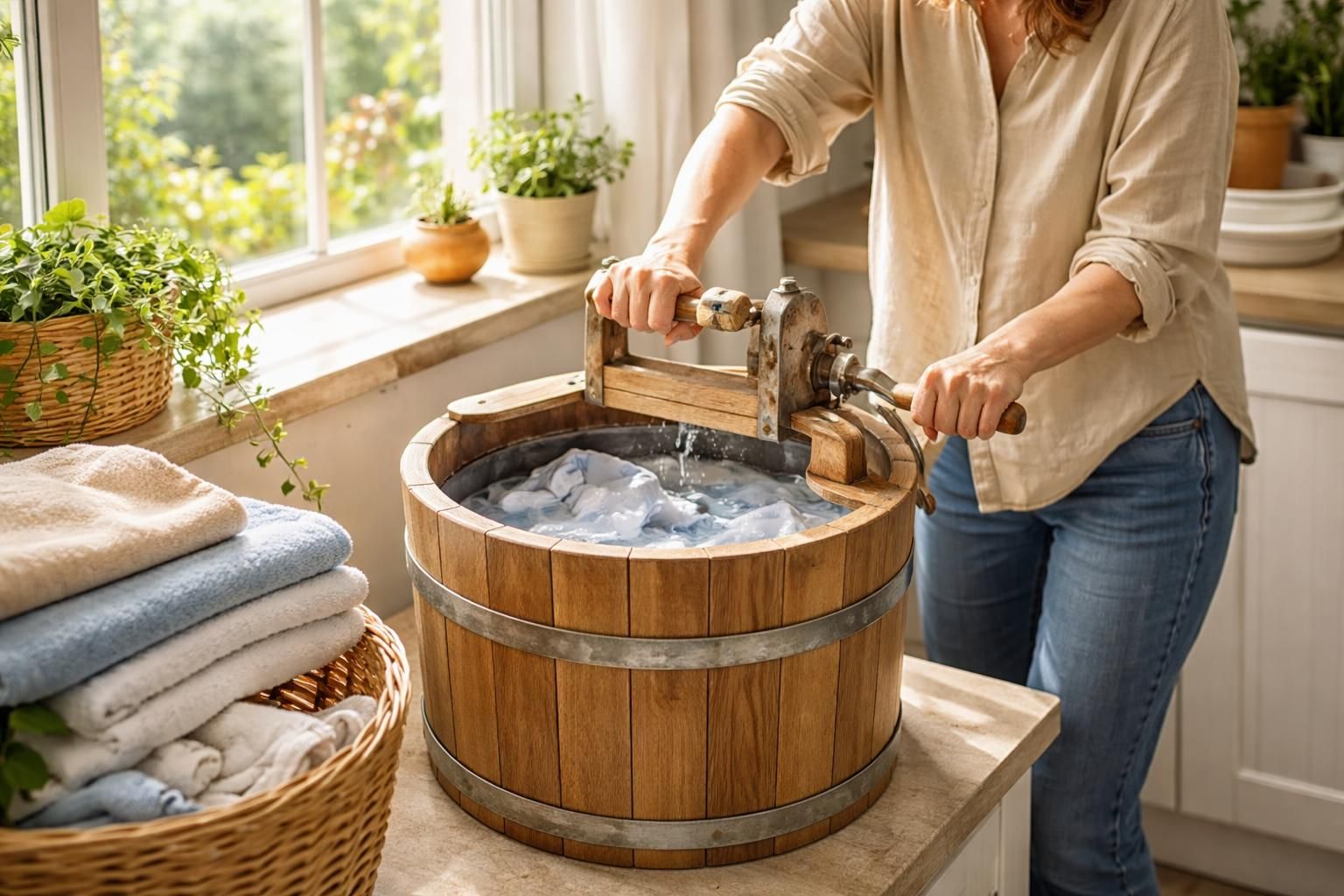 découvrez comment économiser de l'énergie grâce à une machine à laver manuelle fonctionnant sans électricité, idéale pour un lavage écologique et économique.