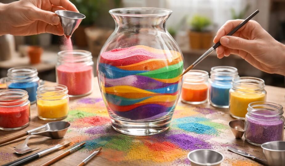 découvrez comment décorer un vase avec du sable coloré grâce à nos conseils et techniques simples pour créer des compositions artistiques uniques et magnifiques.