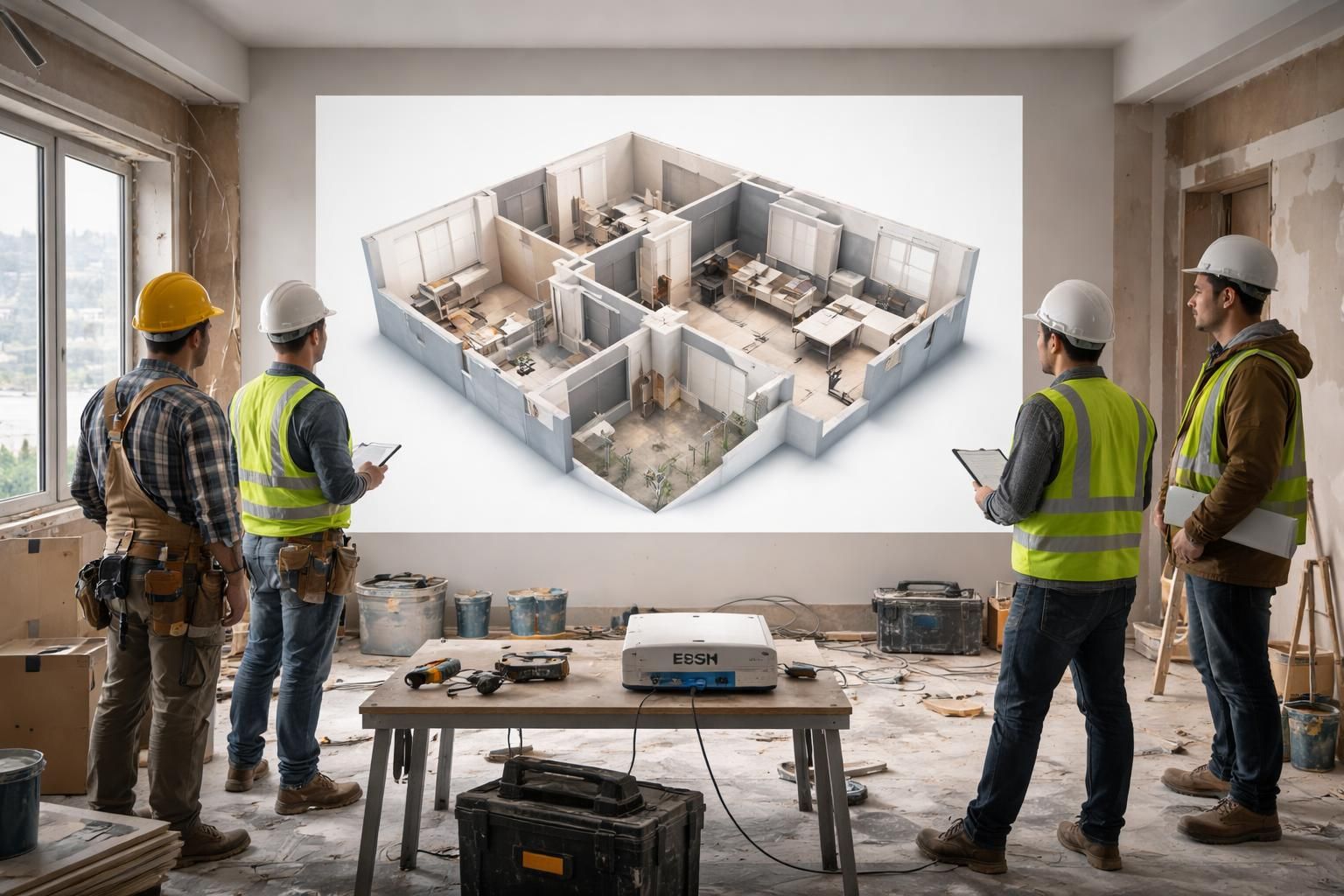 découvrez comment afficher un plan 3d en temps réel pendant vos travaux de rénovation grâce au vidéoprojecteur epson, pour un suivi précis et efficace du chantier.