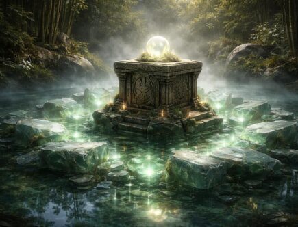 explorez la signification mystique de l'autel du bassin de jade morcelé, un objet sacré empreint de symbolisme et de spiritualité.