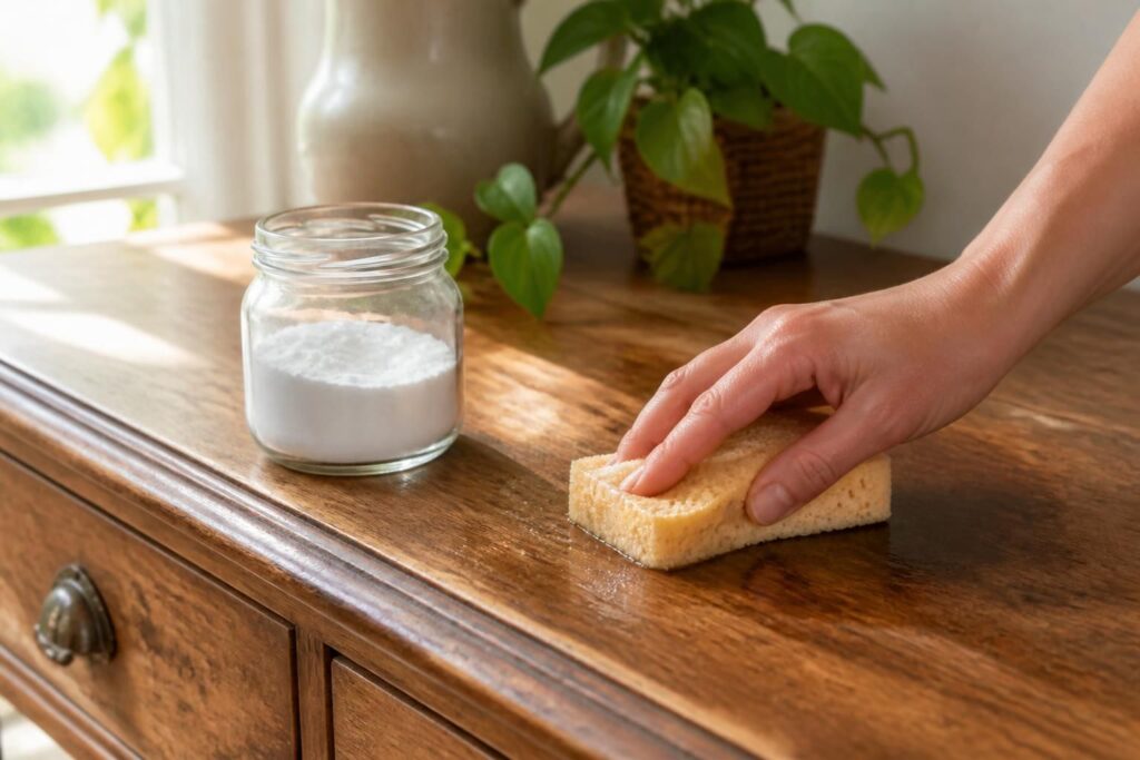 découvrez comment utiliser le bicarbonate de soude pour nettoyer vos meubles en bois de manière naturelle et efficace, sans les abîmer.